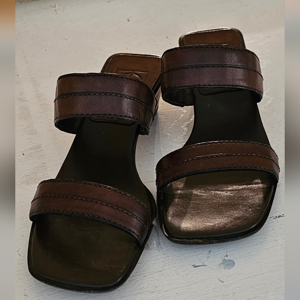 Cole Haan Brown Leather Sandals with Chunky Sole